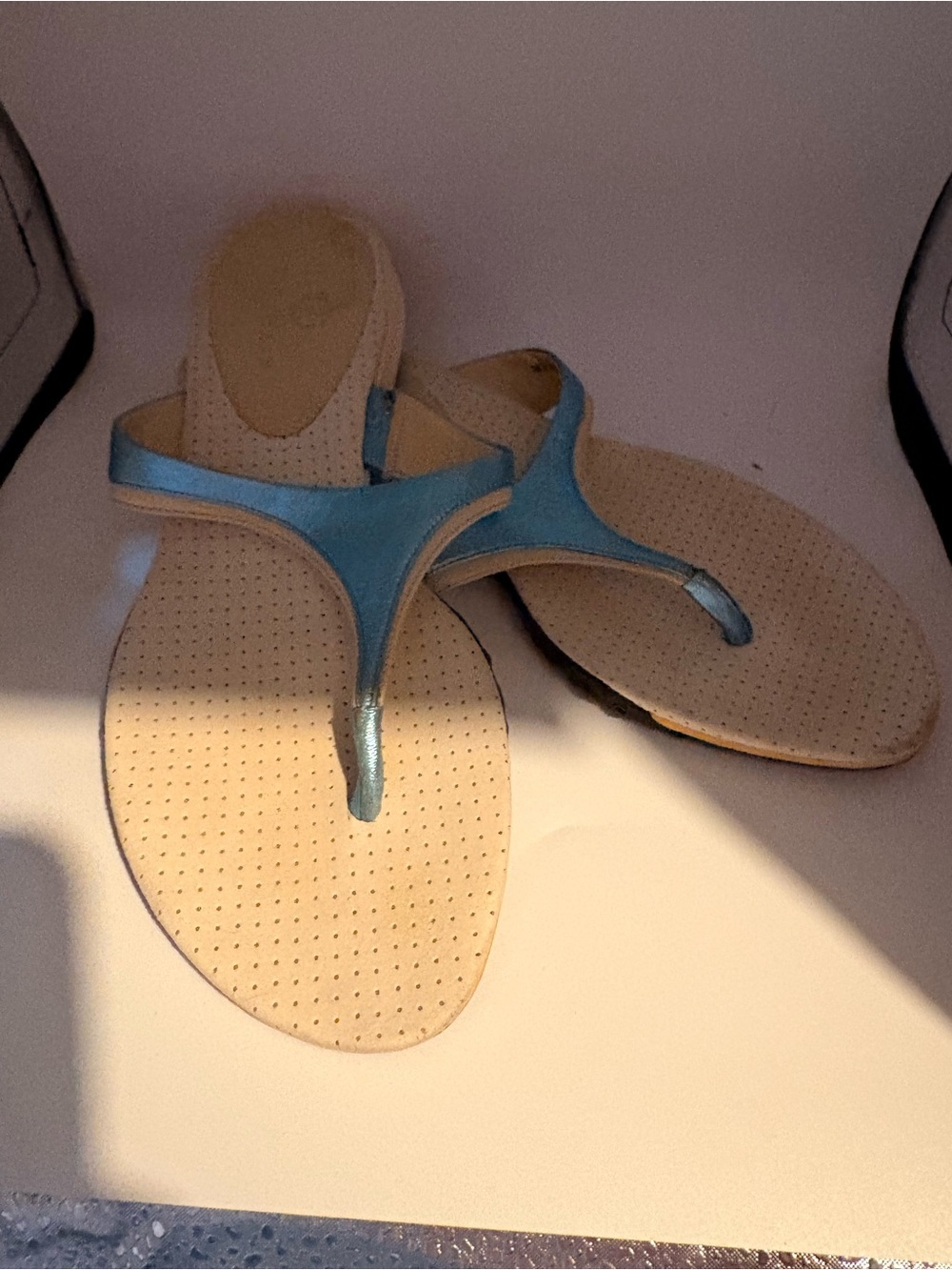 Cole Haan Metallic Blue Thong Sandals